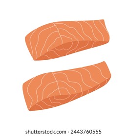 Fish steak doodle icon. Vector illustration of grilled red fish isolated on white. 