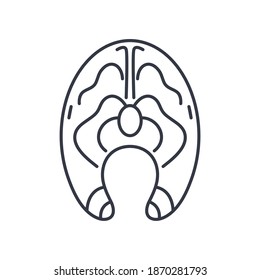 Fischsteak-Symbol, lineare einzelne Illustration, dünne Linie, Webdesign-Zeichen, Umrisssymbol mit bearbeitbarem Strich auf weißem Hintergrund.