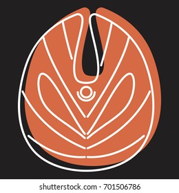 Fish steak icon vector illustration for design and web isolated on black background. Fish steak vector object for labels