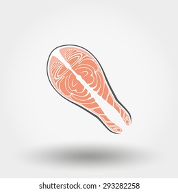 Fish steak icon for web and mobile application. Vector illustration on a white background. Flat design style. 