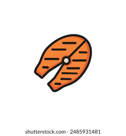 Fish steak line icon. Food, grilled, salmon. Fresh market concept. Vector illustration can be used for topics like menu, seafood, bbq