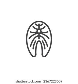 Fish steak line icon. linear style sign for mobile concept and web design. Salmon steak outline vector icon. Seafood symbol, logo illustration. Vector graphics