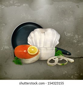 Fish steak old style vector