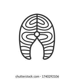 Fish steak outline icon. Vector Illustration.