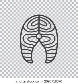 Kontursymbol für Fischsteak. Vektorgrafik einzeln auf transparentem Hintergrund.
