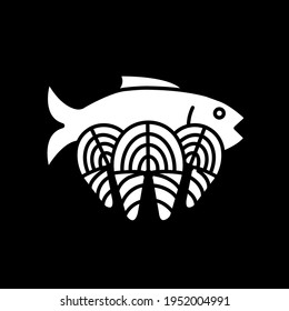 Fish steaks dark mode glyph icon. Fresh salmon. Tuna for cooking. Healthy food. Mediterranean seafood. Grocery products. White silhouette symbol on black space. Vector isolated illustration