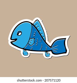Fish sticker cartoon drawing icon
