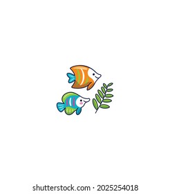 Fish Sticker Icon Isolated On White Background
