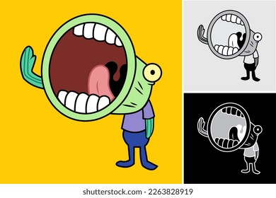 fish sticker vector, full color.