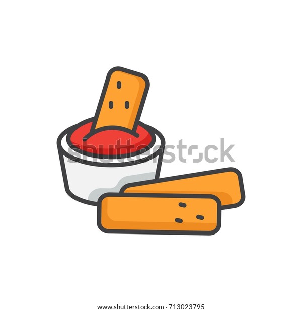 Fish Sticks Ketchup Colored Line Icon Stock Vector (Royalty Free) 713023795