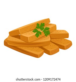 Fish sticks with a parsley leaf