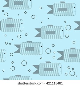 Fish style seamless pattern. Vector illustration.