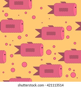 Fish style seamless pattern. Vector illustration.