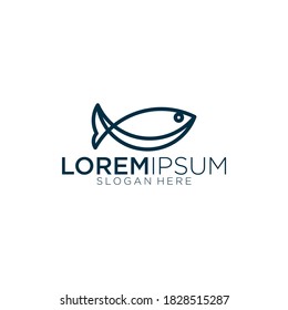 Fish stylish outline logo design vector illustration