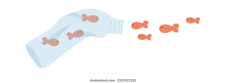 El Pescado Sufre De La Ilustración Del Vector De Residuos