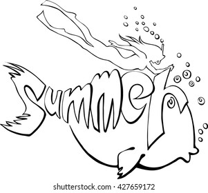 fish summer diver vector