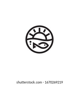 Fisch und Sun-Logo / Symboldesign