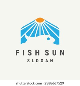 Fish sun logo template vector illustration design