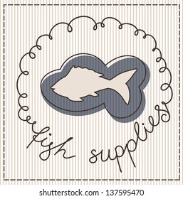 Fish supplies calligraphic handwritten label