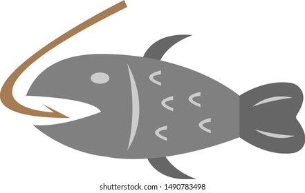 fish swallows a hook fishing logo for design hobby and sport concept