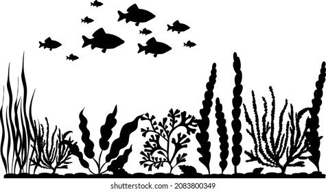 Fish Swim Black Silhouette Vector Stock Vector (Royalty Free ...