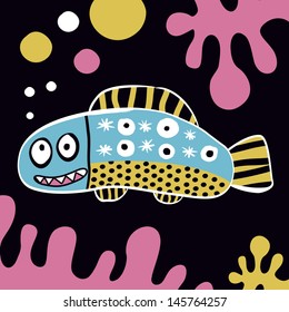 fish swim funny vector