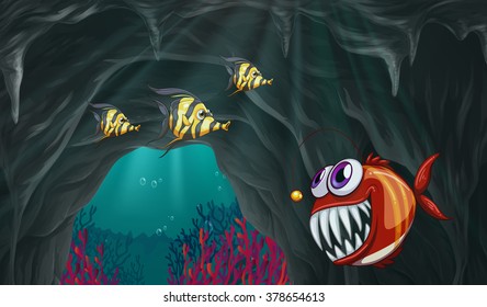 Fish Swiming Under The Ocean Illustration