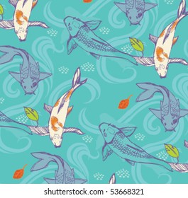 Fish swimming in the autumn pond