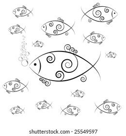 fish swimming and blowing bubbles