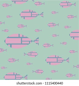 fish swimming in blue sea.fish pattern.