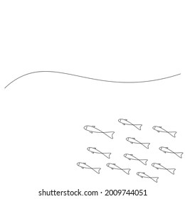 Fische schwimmen auf See, Vektorgrafik