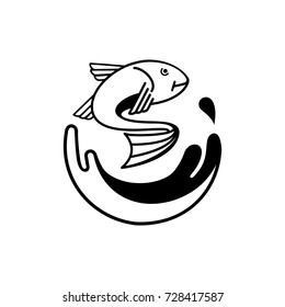 fish swimming on wave logo