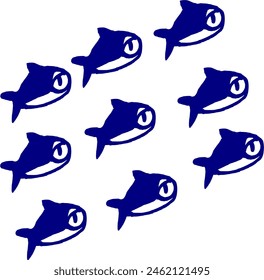 Patrón De Natación De Peces Bajo El Mar Ilustración