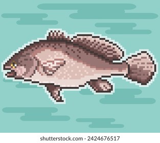 Peces nadando en el río, Pixel art, Vector Fish, Peces de agua dulce, Pixel art Vector
