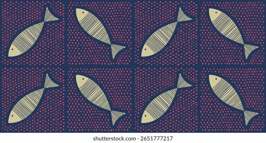 Patrón sin fisuras de la natación de los pescados en fondo azul. Antecedentes Abstractas.