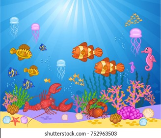 Fish swimming under the sea