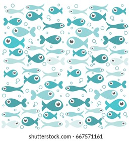 Fish swimming, vector abstract summer background, for poster or cover