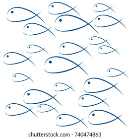 Fish swimming, vector abstract summer background, for poster or cover