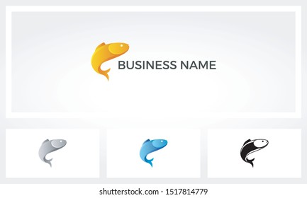 Fish Swimming Vector Logo Design