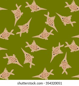 Fish sword hand draw pattern