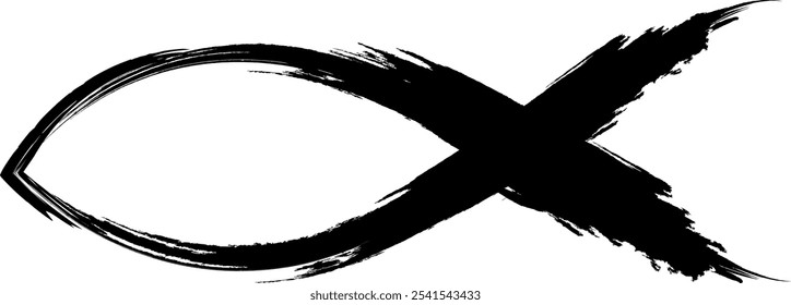 Fisch Symbol Christentum. Symbol des Glaubens und der Gemeinschaft mit Gott. Identifikationszeichen zwischen christlichen Gläubigen. Taufe und Reinigung. Spirituelle Nahrung durch den Glauben und die Lehren Christi.