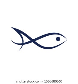 Fish symbol. Fresh seafood logo template design.