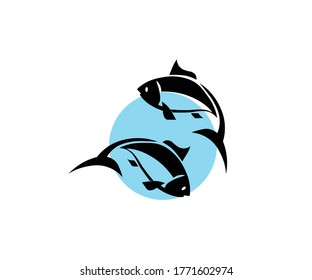 Fish symbol. Fresh seafood logo template design. Vector illustration. S logo. Letter S like fish symbol. Squid. Calamari. Clam. Crab. Shrimp. Lobster. Tuna. Salmon. Seafood restaurant.