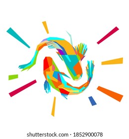 Fish is a symbol of glory. Fish painting in wpap style