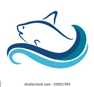 Fish symbol isolated on white - illustration