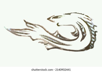 Fish symbol like a shark on a light background for your design. Sketch of wave-twisted fish for business concepts, prints, logos, embroidery, textiles, restaurant menu, emblems, fabric, tattoos, etc. 