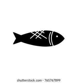 Fish symbol on the white background silhouette black