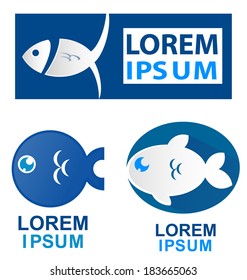 fish symbol set isolate on white background