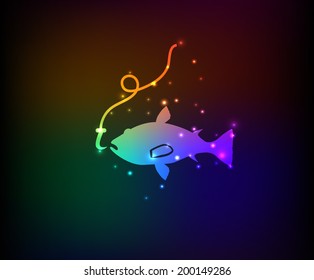 Fish symbol,rainbow vector
