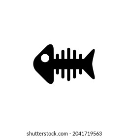 Fish Tail Bone Silhouette Icon On White Background